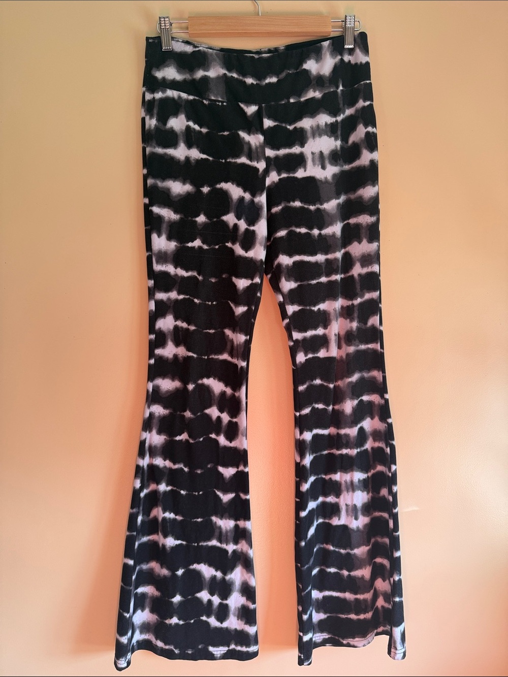No Boundaries Black & White Tie-Dye Flare Pants